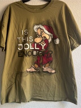 Grumpy Is This Jolly Enough Olive Green Holiday Graphic Tee Disney Dwarves